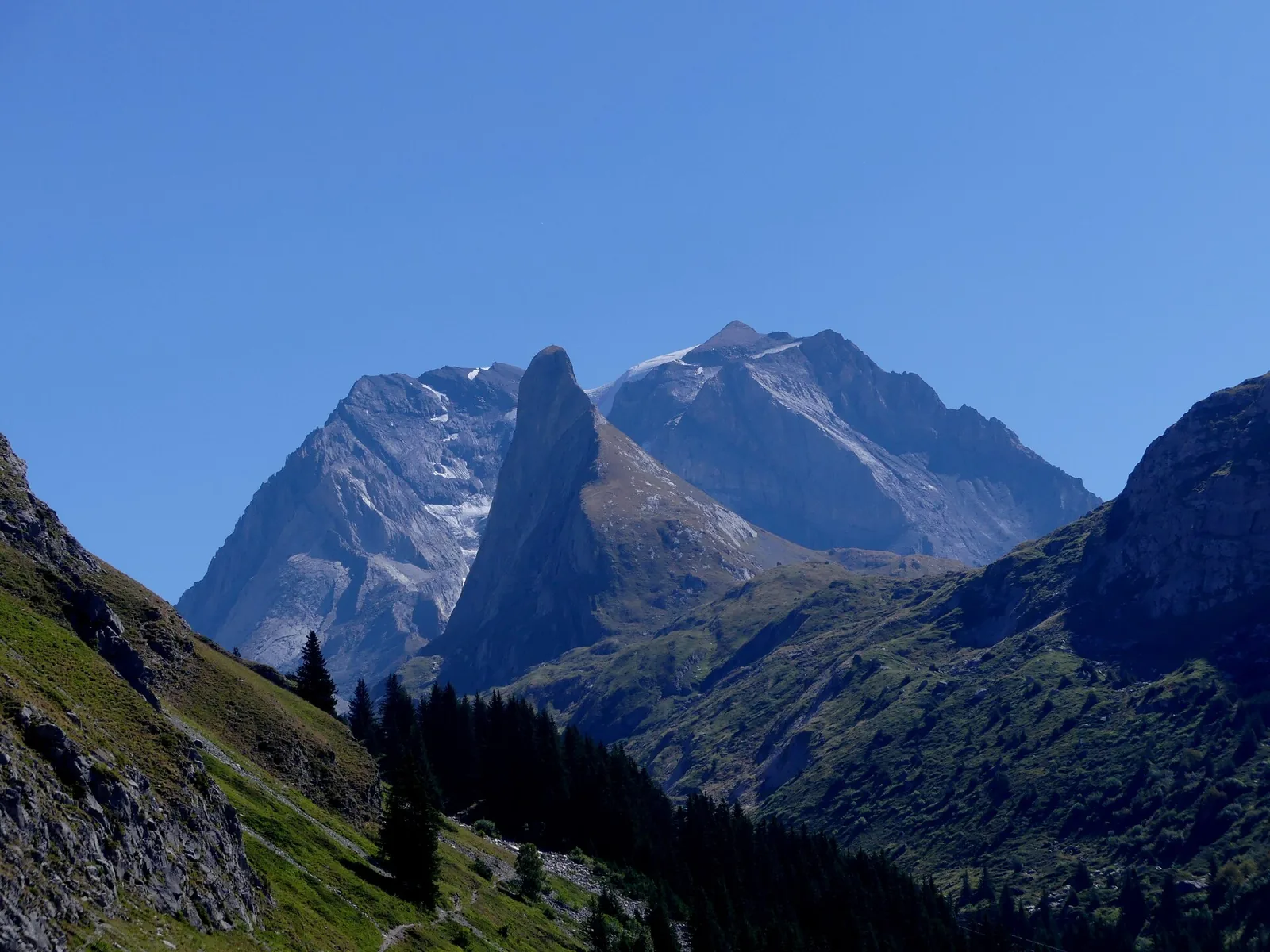 Aiguille de la Vanoise and Grande Casse peaks at morning light in Vanoise National Park